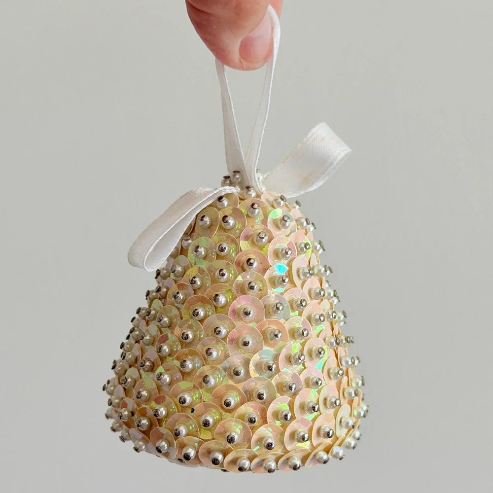 Handmade Set of 3 Sequin and Push-Pin Ornaments- Vintage- Likely Mid-Century